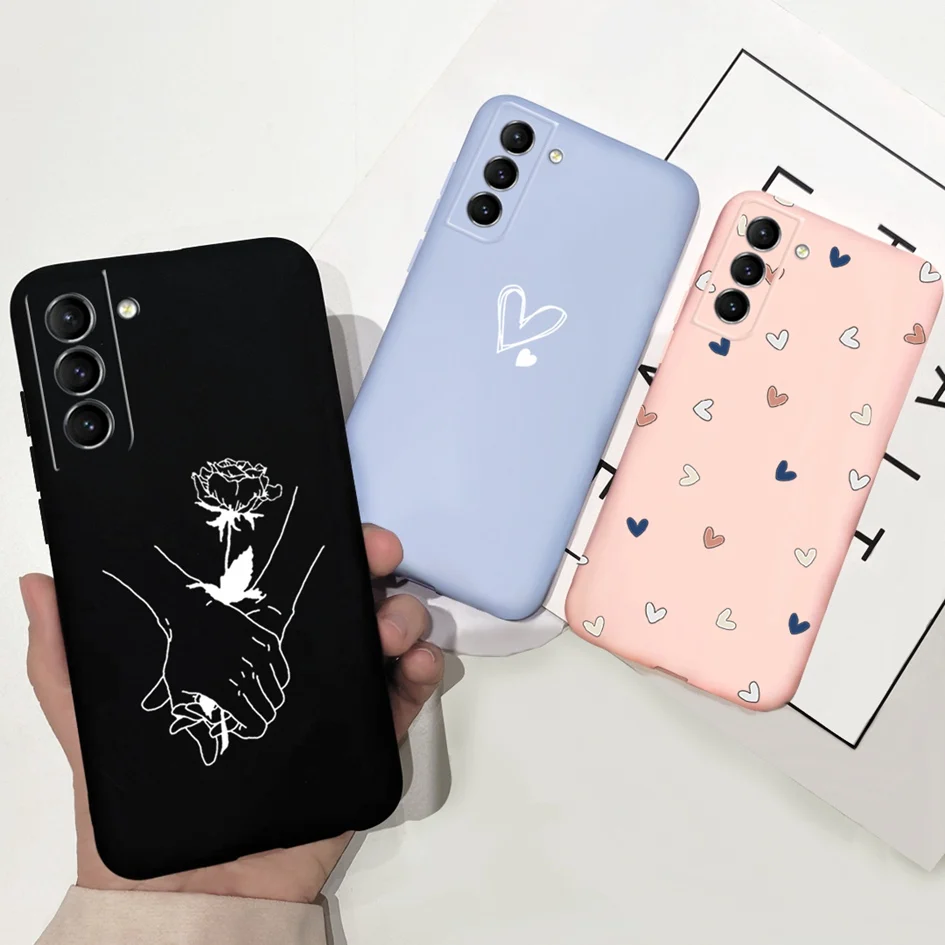For Samsung Galaxy S21 FE S21+ S 21 5G Case Shockproof Funda Love Heart Silicone Slim Soft Cover For Galaxy S21 Plus S 21 Bumper