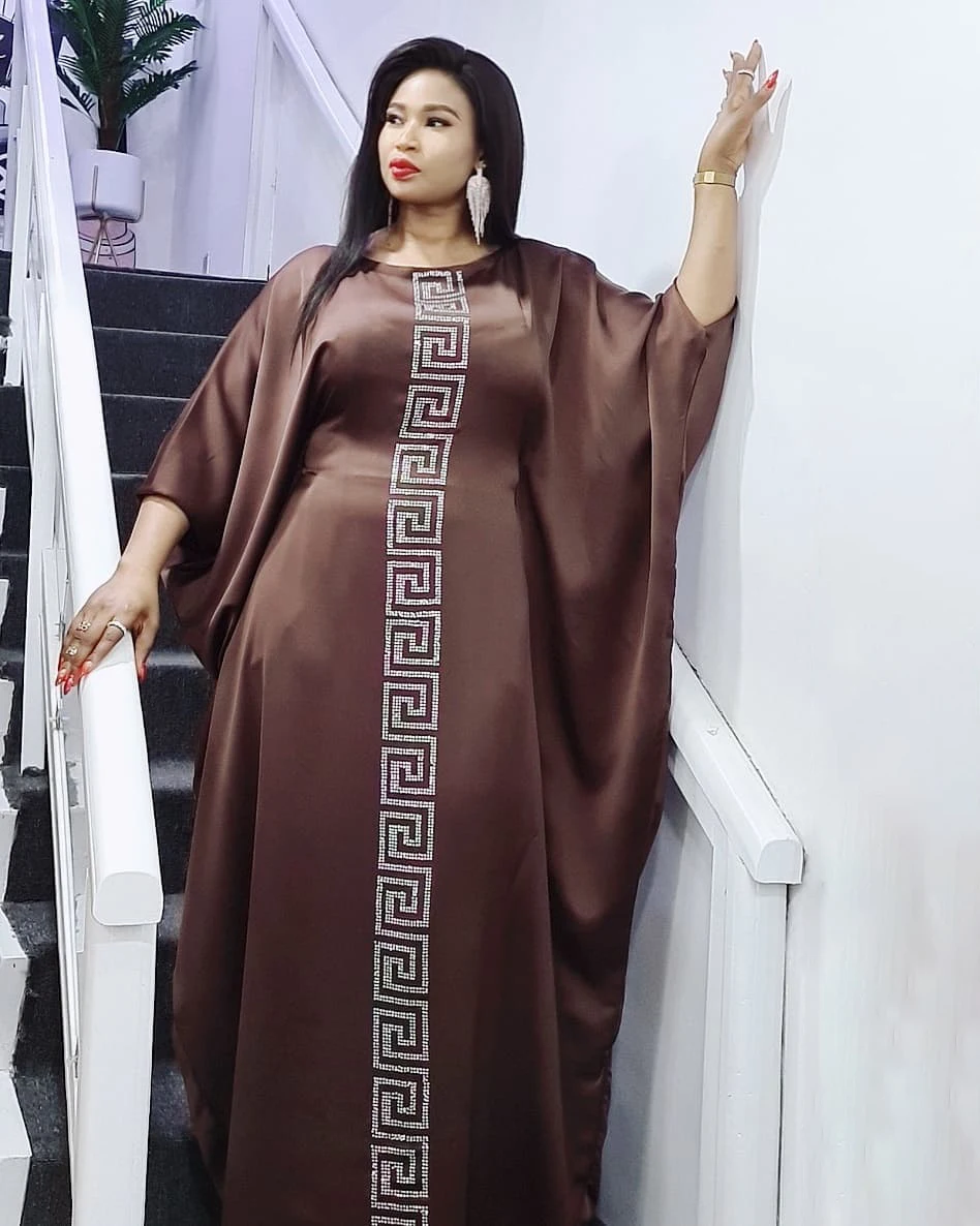 Abaya Dubai Maxi Vintage Long Sleeve Robe Gowns Muslim dress Sexy Lady Party African Design lavender Dashiki Silk Beading