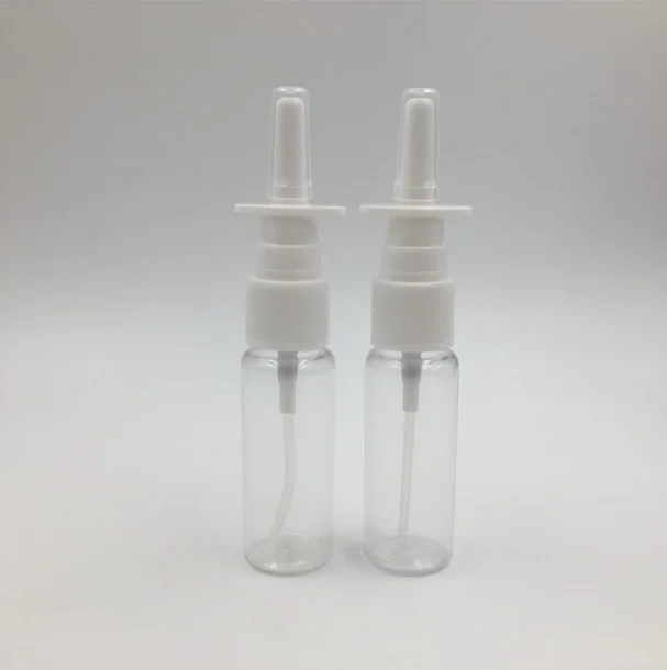 Botella de plástico blanca con bomba de pulverización, pulverizador, atomizadores, 10ml, 20ml, 30ml, HDPE, 50 juegos