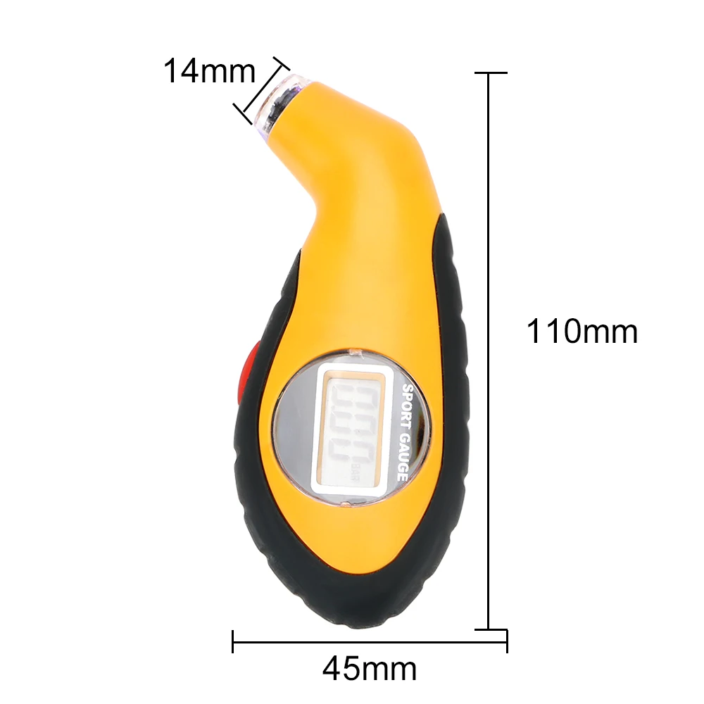 LEEPEE-Medidor de presión de aire de neumáticos de coche, manómetro, barómetros, herramienta de prueba, LCD Digital electrónico para motocicleta y coche