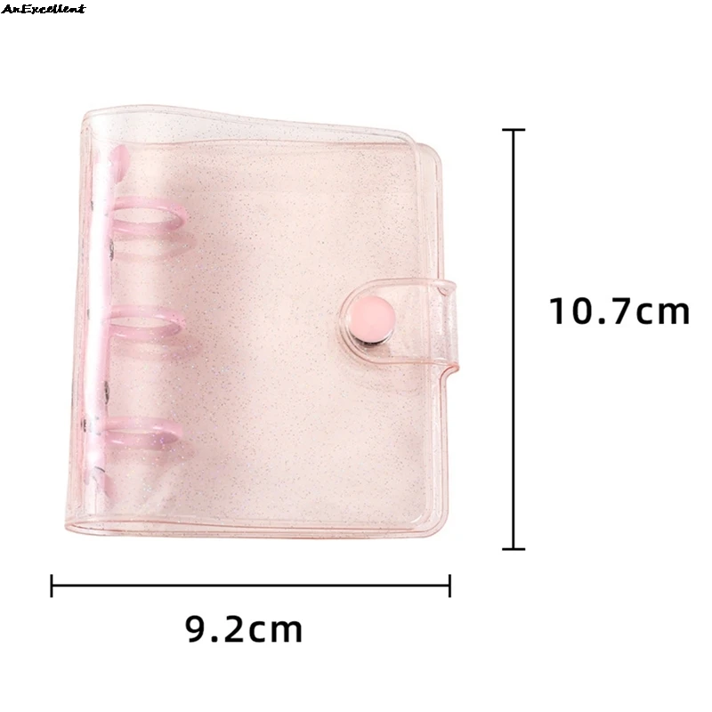 Mini livre à main transparent portable à 3 anneaux, carnet d\'étudiant, classeur à anneaux, cadeaux mignons, fournitures scolaires, créatif, kawaii,