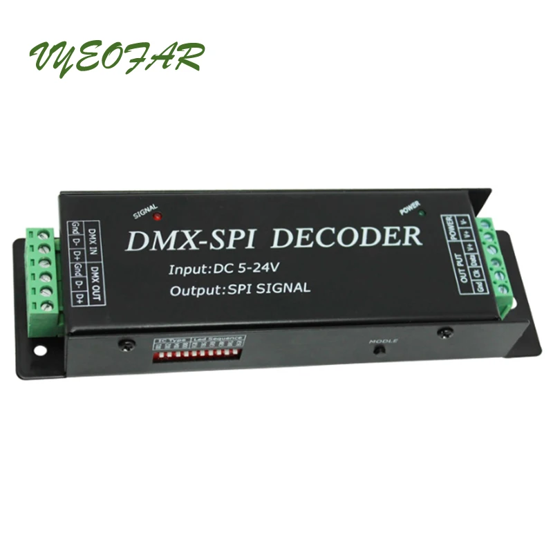 NEW LED DMX TO SPI Decoder for 2801 6803 2812 2811 IC Strip DC5V 12V 24V Input DMX512 SPI TTL Pixel Signal Converter Controller