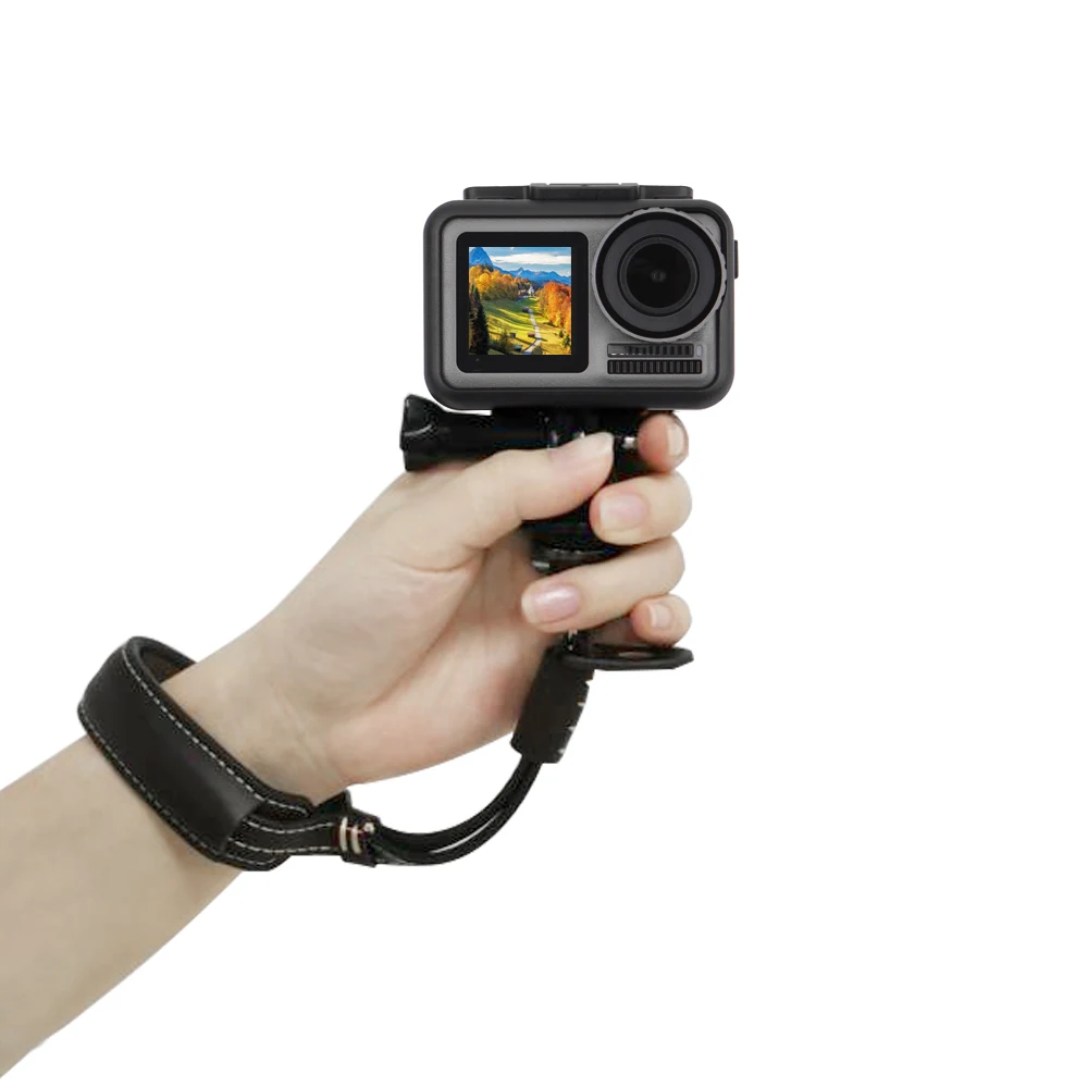 Boa qualidade aplicável para dji osmo ação couro do plutônio esportes câmera handheld correia de pulso cinta fixação