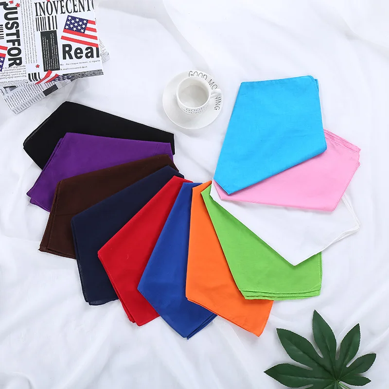 Lenço de algodão cor sólida vermelho branco kerchief senhora selvagem faixa de cabelo hip hop rua cachecol feminino neckerchief quadrado bandanas