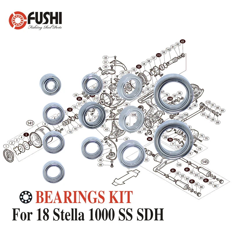 Bobina di pesca In Acciaio Inox Cuscinetti A Sfera Kit Per Shimano 18 Stella 1000 SS SDH / 03797 bobine di Filatura Cuscinetto Kit