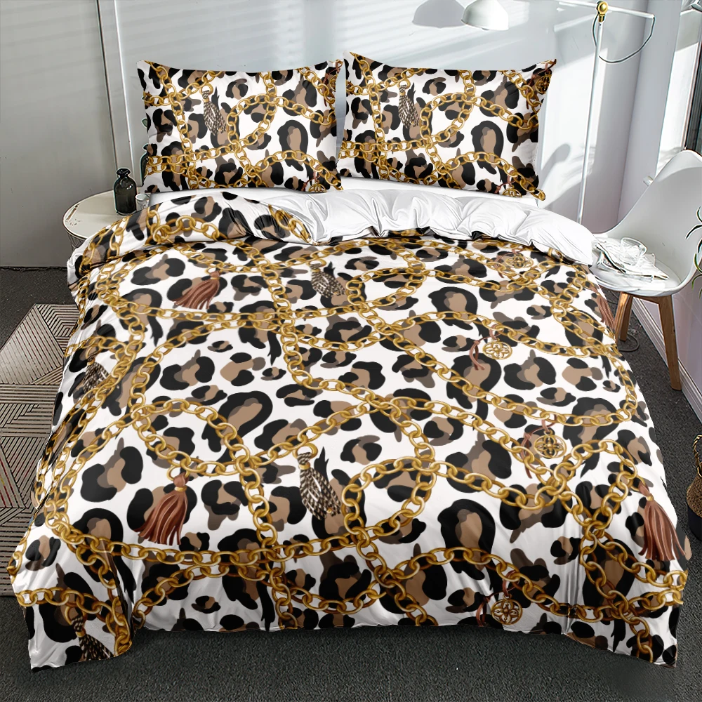 Luxury Leopard Grain Euro Bed Linen Cream Duvet/Quilt Cover Set Twin Queen King Size 265x230cm Bed Linen Bedrooms Custom Design 