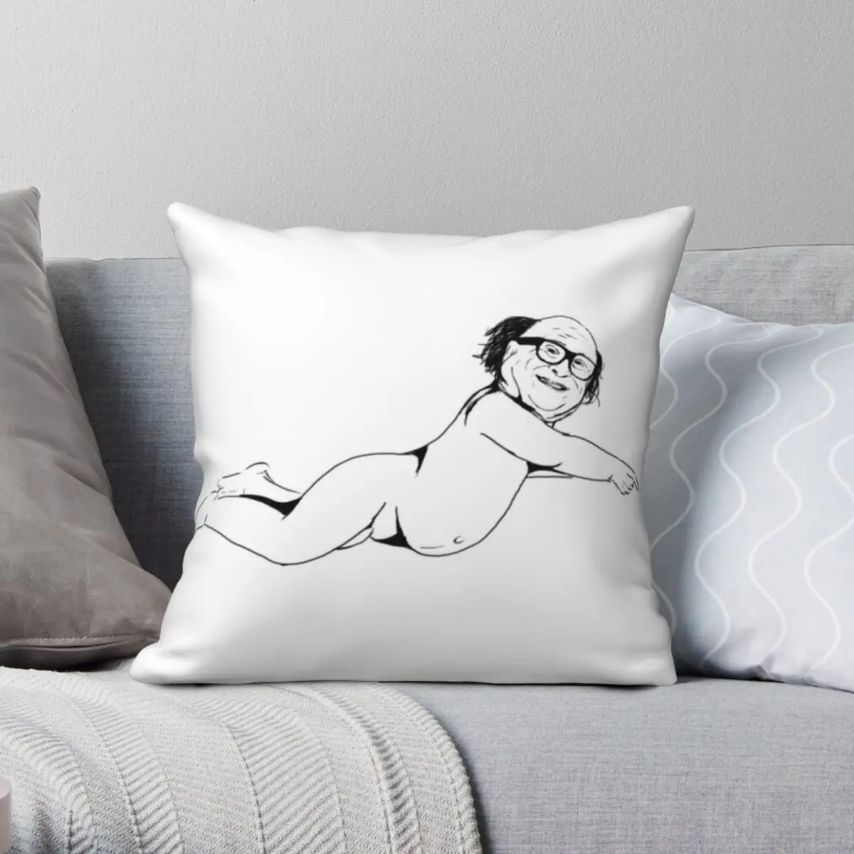 Danny Devito Square Pillowcase Polyester Linen Velvet Zip Decor Room Cushion Cover 45x45