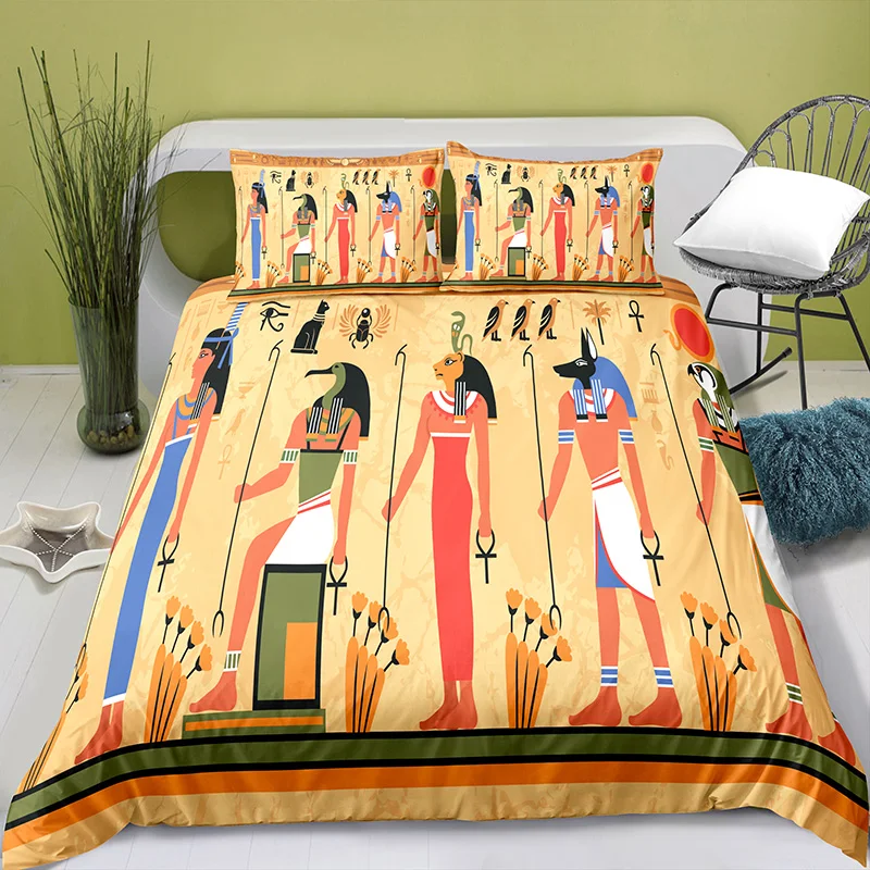 Home Textiles Printed Ancient Egypt Bedding Quilt Cover & Pillowcase 2/3PCS US/AE/UE Full Size Queen Bedding Set Bedding Set