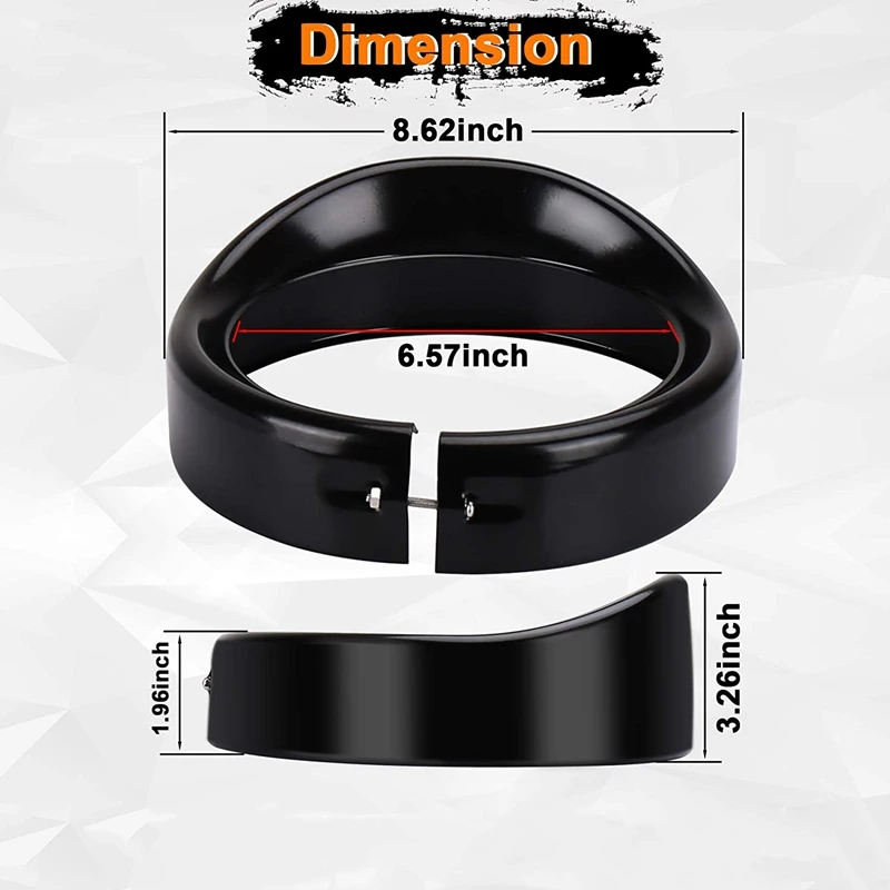 Headlight Trim Ring 7Inch Black Visor Type Motorcycle Trim Ring for Softail Street Glide Road King Electra Glide