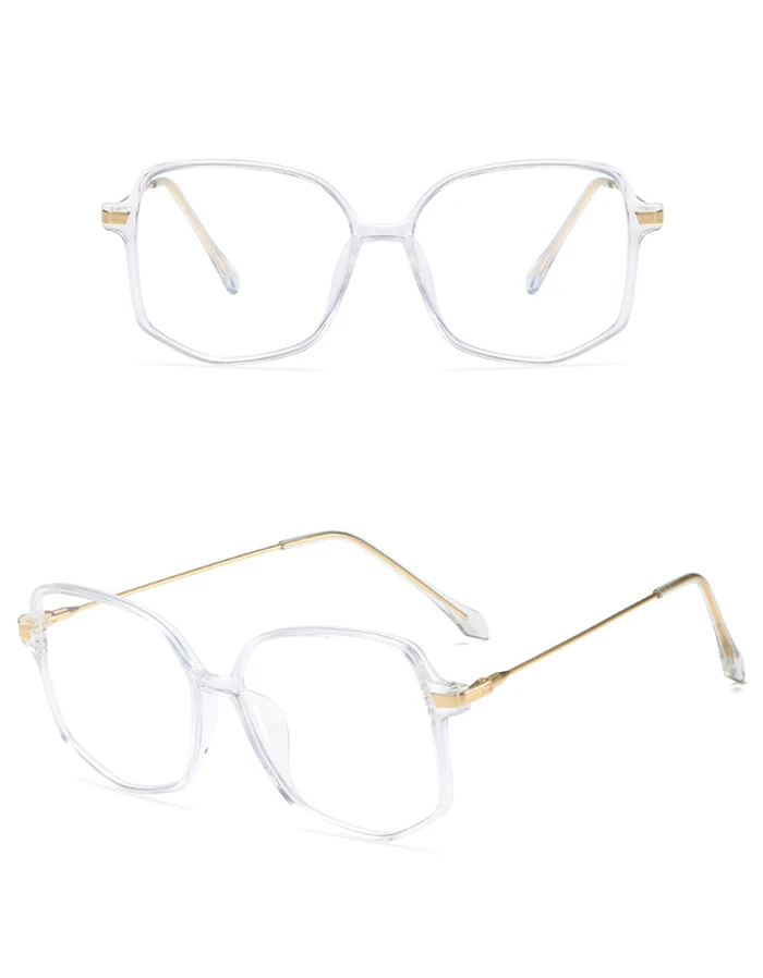 Übergroße Polygon-Myopie-Brille Frauen transparenter grüner Rahmen photo chrome Dioptrien brille Rezept 0-150-156 bis-0,5 – Detail 8