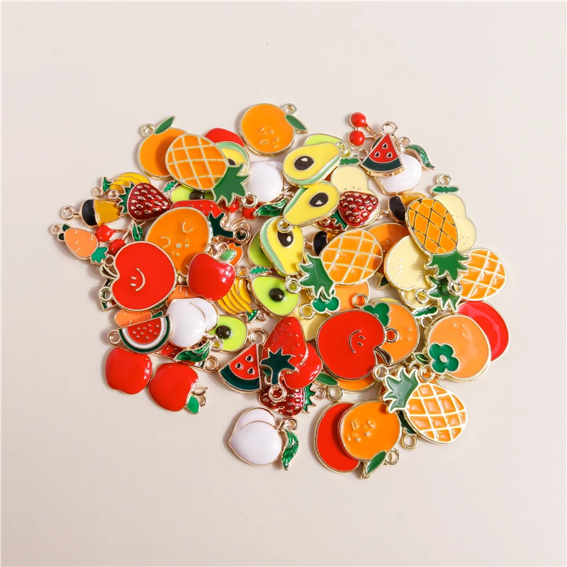 10 stücke Emaille Frucht Charms für Schmuck machen niedlichen Ananas Anhänger DIY Ohrring Halskette handgemachten Schmuck Ergebnisse – Detail 2