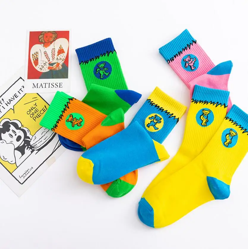 3 Pairs/Box Fashion Men and Women Fashion Personality Colorful SB Dunkl Dance Bear  Match Tidal Youth Socks Gift Pack