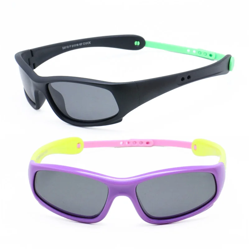 

S8110P kid polarized UV400 lens momery TR90 bendable with foldable skipping clip on glasses band sporting sunglasses