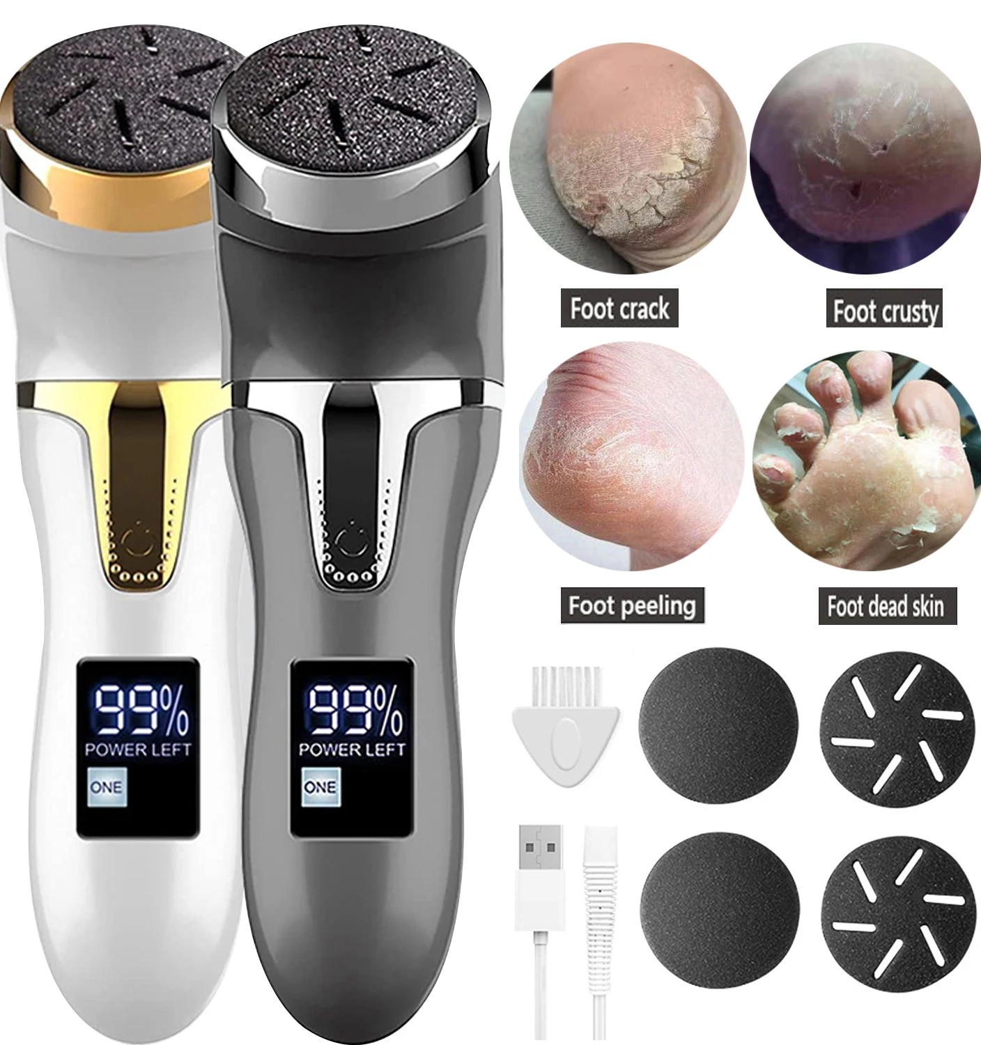 

Электрическая пилка для ног, перезаряжаемая, водонепроницаемая, для удаления жесткой кожи, с 3 роликами, пилка для ног, для жесткой и омертвевшей кожи