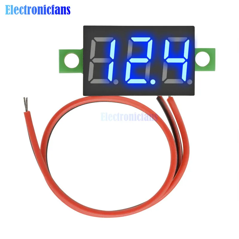 0.36 Inch 3-Digit Display Voltmeter Meter Mini Digital LED Display Voltmeter Biru Panel Tegangan Meter DC 4.7 ~ 32V