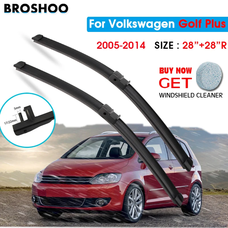 

Car Wiper Blade For Volkswagen Golf Plus 28"+28"R 2005-2014 Windscreen Windshield Wipers Blade Window Wash Fit Side Pin Arm