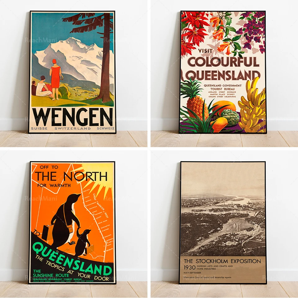 Queensland Travel Poster| Vintage Travel Print| Australia Wall Art Print| Canvas Print Wall Decor| Poster Print