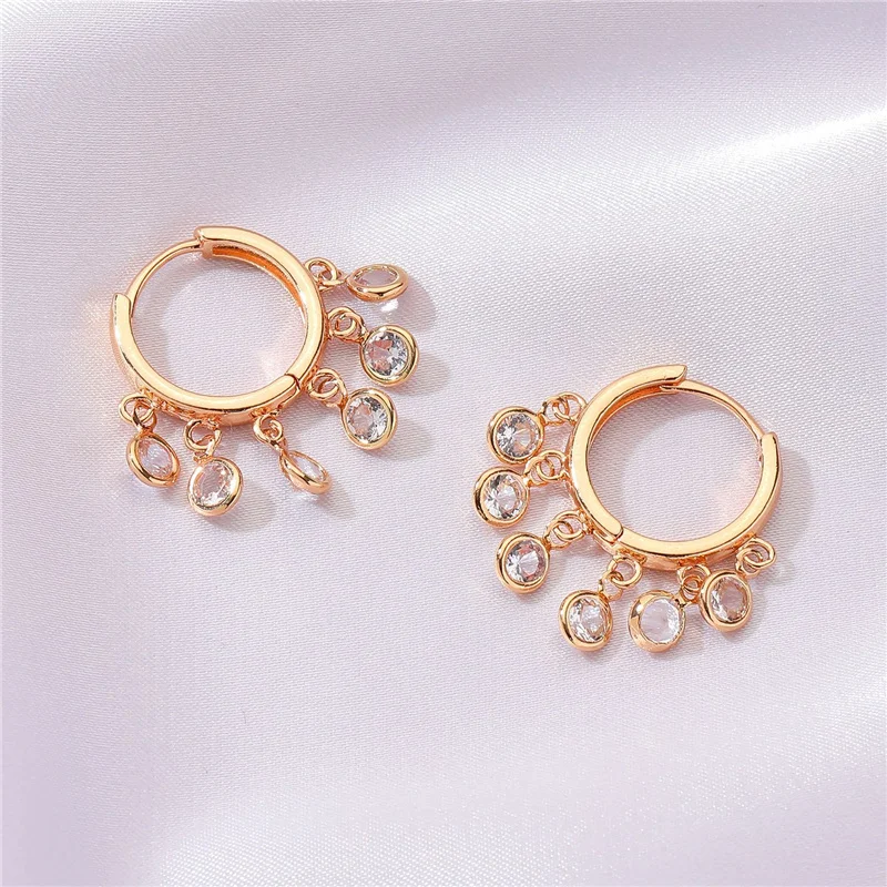 New Earrings For Women Simple Light Deads Small Ear Buckle Short Cute Temperament Tassel Zircon Hoop Earrings Women Gift Jewelry