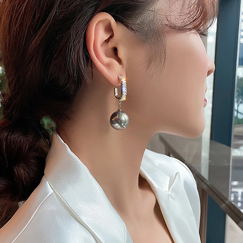 New Fashion Korean Oversized Simulated Pearl Drop Earrings for Women Bohemian Round Ball Elegant Wedding Earrings Jewelry Gifts