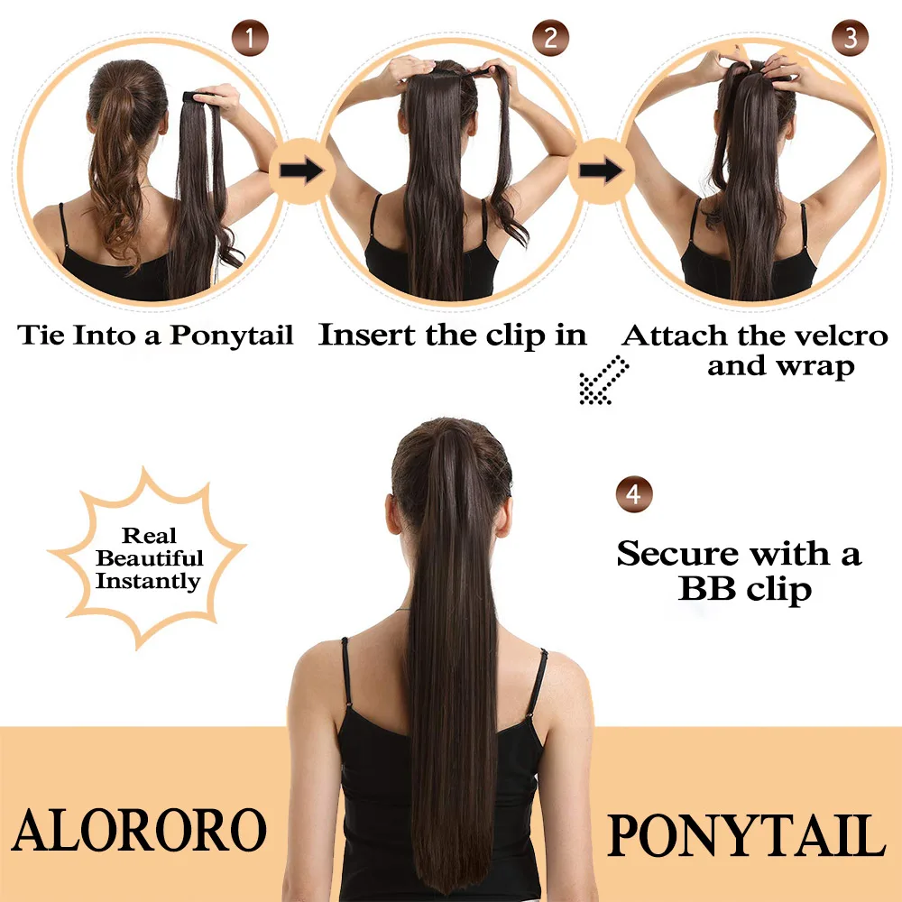 Cola de Caballo sintética para mujer, extensiones de cabello con Clip de 22 pulgadas de largo, cola de caballo recta, cola de caballo Yaki, pelo