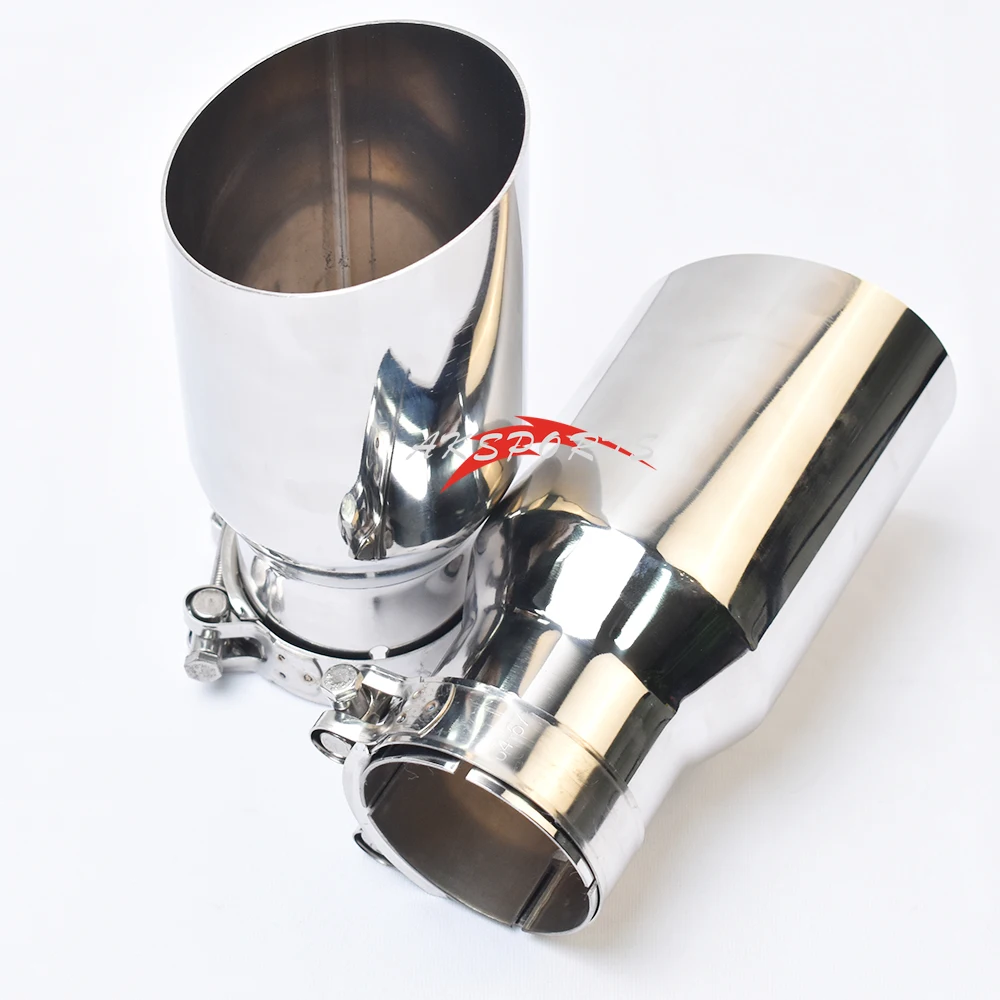 1 pc carro modificado tubo de escape aço inoxidável universal em linha reta slash corte borda brilhante silenciador ponta
