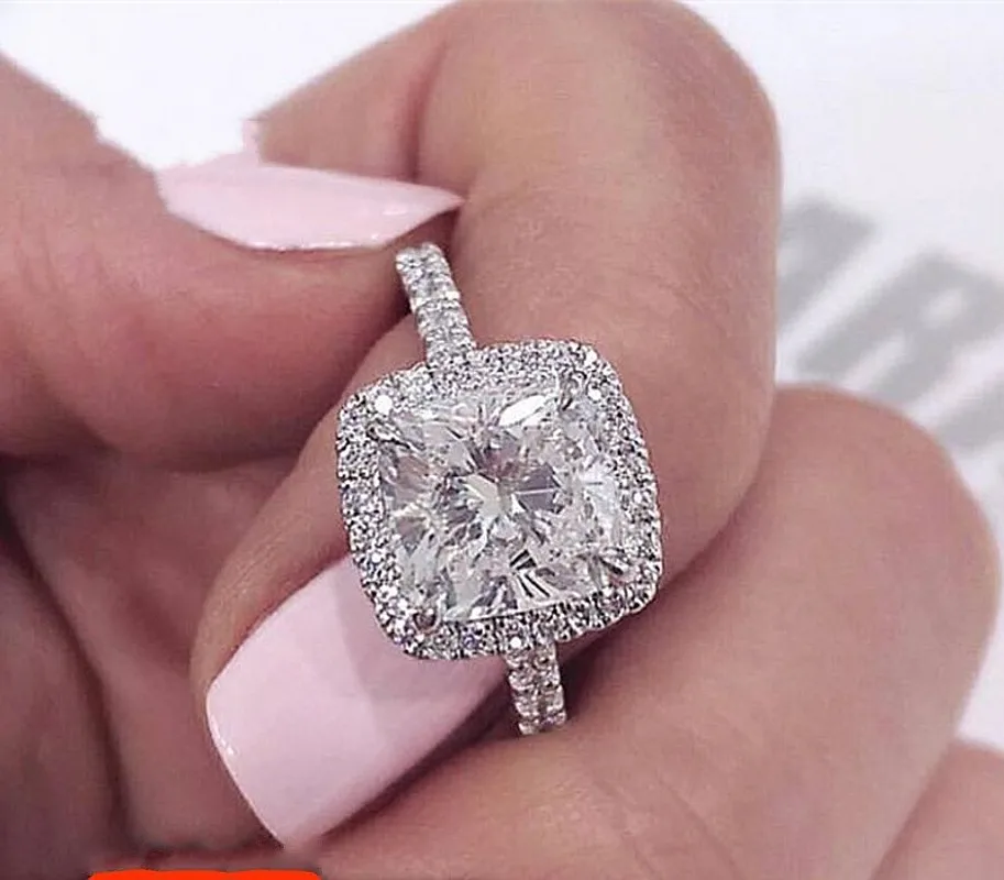 

Brand 100% 925 Sterling Silver Engagement Ring GALAXY New Trendy Jewelry 3 Carat Simulated Diamond Wedding Rings For Women