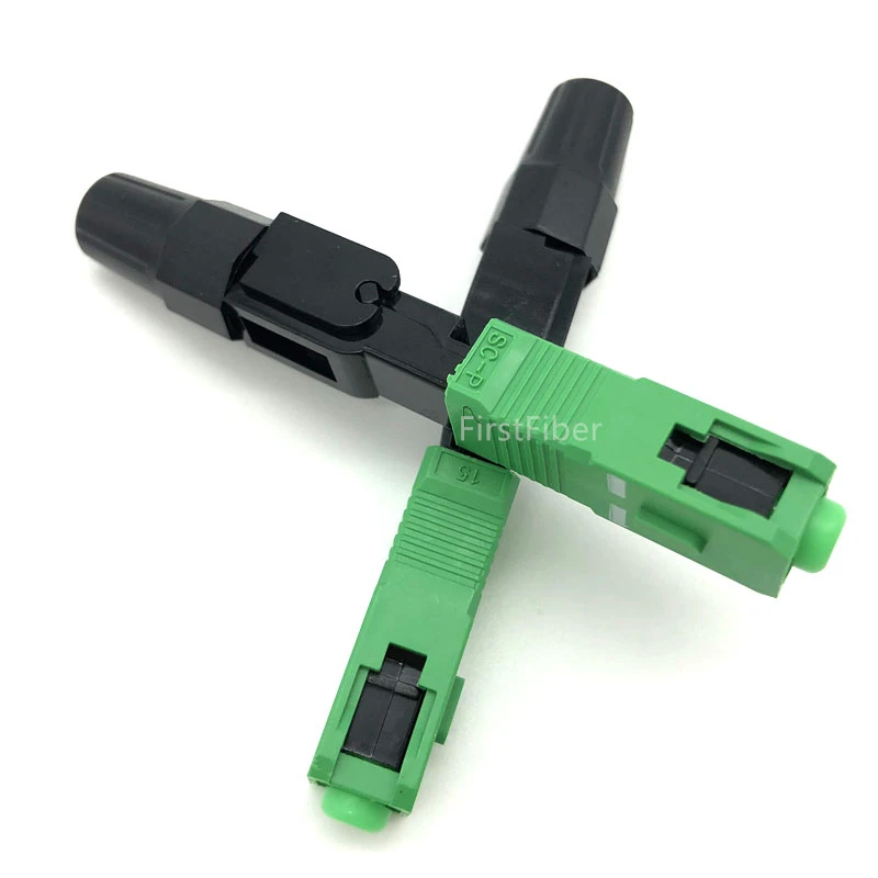 SC APC Fast Connector Embedded SC adapter 100pcs FTTH SC APC Connector support 0.9mm 2.0mm 3.0mm FTTH Flat Cable Fast/Quick