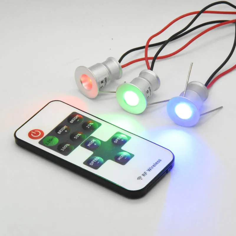 RGB Flash 12V 1W X 3 IP65 Mini LED Bulb Spotlight + Driver + Remote DJ Cabinet Party Sauna Lighting Wall Light Smart Dimmable
