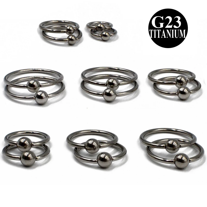 CHUANCI 2 PCS G23 Solid Titanium Circular Bead Ring Closer Ring Nose Ring Earring Labret TragusCaptive Bead Piercing Jewelry