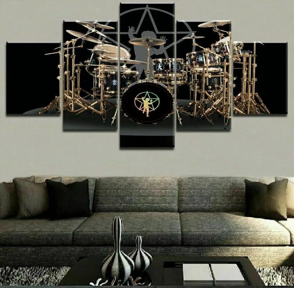 

5 Piece No Framed Music Instrument Drums Canvas Picture Print Wall Art Canvas Painting Wall Decor for Living Room