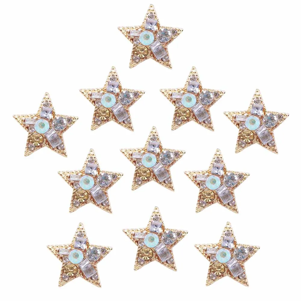 5pcs Star for Clip Art Multicolor Shiny Irregular Surface Ore Crystal Flatback Rhinestone Ornaments DIY Wedding Appliques Craft