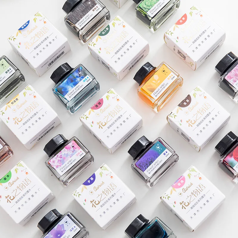 Ostrich  12 Colors Ink Set Of Gold Powder Color Ink For  Dip Pen Ink, Fountain Pen Ink, Painting Ink