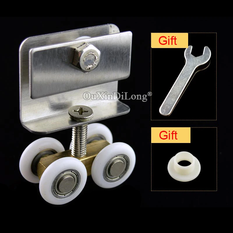 

High Quality 8PCS Bathroom Shower Sliding Door Rollers Copper Hanging Pulleys Nylon Mute Wheels Runners Replacement for 6~8mm