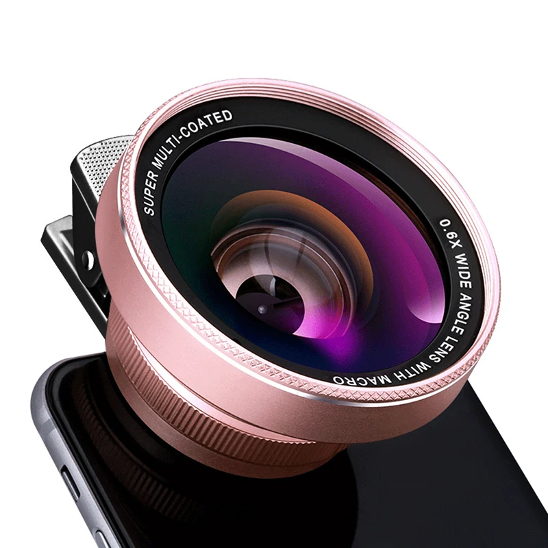 2 in 1 Mobile Phone Lens 4K HD 15X macro 0.6X Wide Angle Lens for iPhone 8 10 X Samsung LG Camera Kit Mobile Phone Accessories