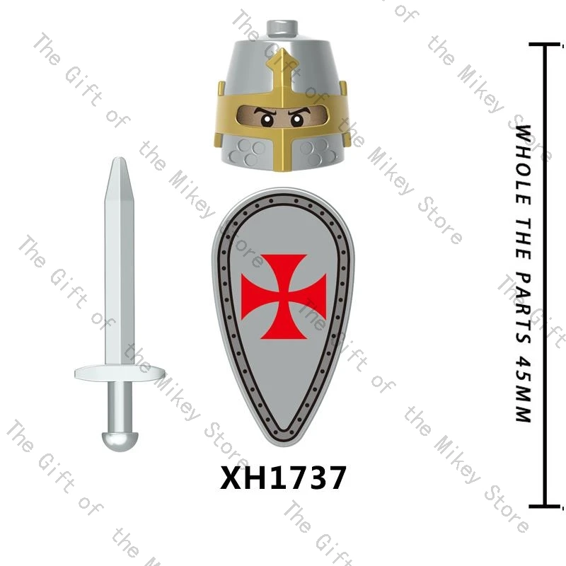 Single Sell Medieval Time Knight Roman Soldier Warrior Helmet Figures Building Blocks Accessories Toys For Kids Gift XH1730-1737