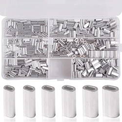 600Pcs/Box Fishing Crimp Sleeves Oval Aluminum Fishing Tube Fishing Line Crimp Tube Wire Tube Connectors Accessories