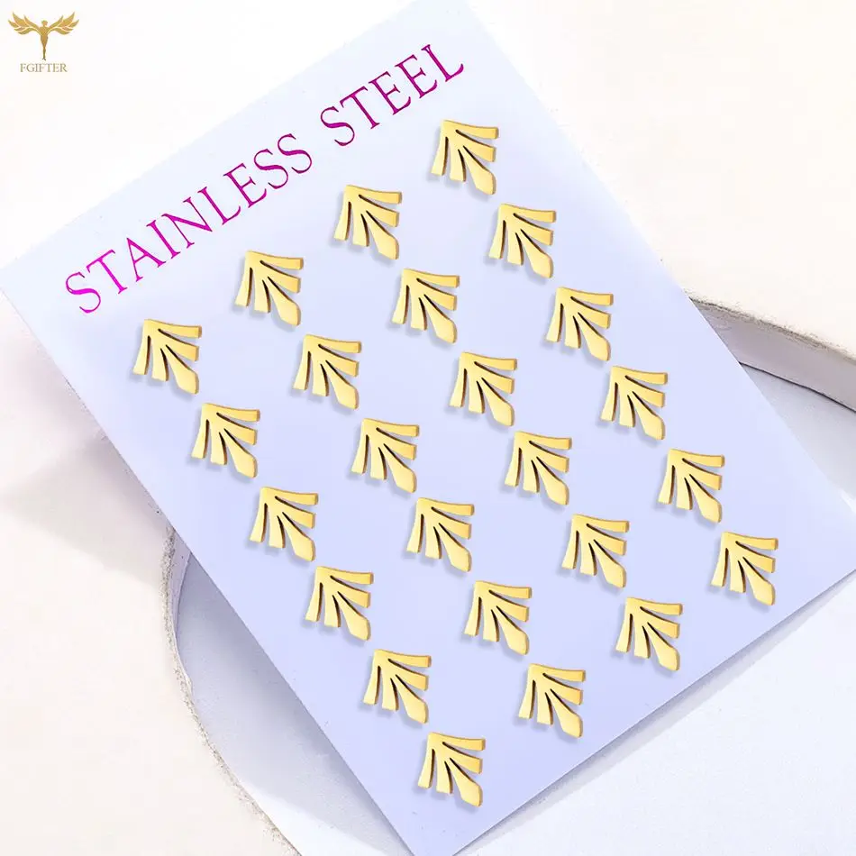 Aesthetic Geometric Earrings Wholesale Golden Stainless Steel Ear Studs Women Men Teen Fashion Jewelry 12 Pairs Pack For Resale