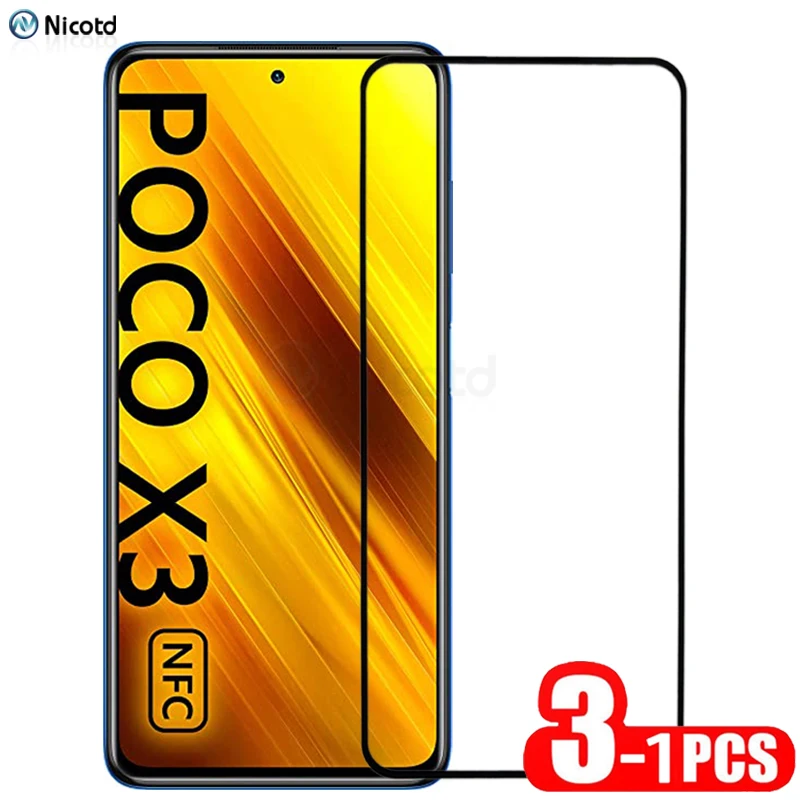 1pc,2pcs,3pcs For Xiaomi Poco X3 NFC Full Cover Tempered Glass Screen Portector On For Xiaomi Poco X3 Tempered Protective Glass