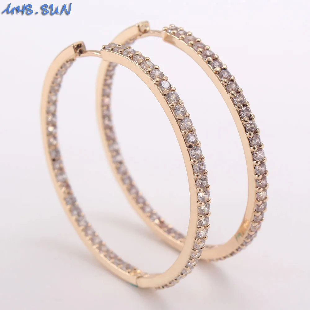 MHS.SUN luxury female big hoop earrings charm cubic zircon jewelry for women wedding party crystal cz earrings gift drop ship