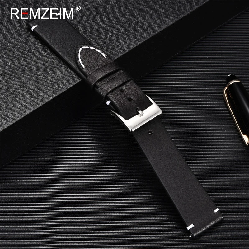 Leather Watchband Strap 18mm 20mm 22mm Quick Release Watch Strap Cowhide Handmade Black Dark Brown Vintage Leather Watchband