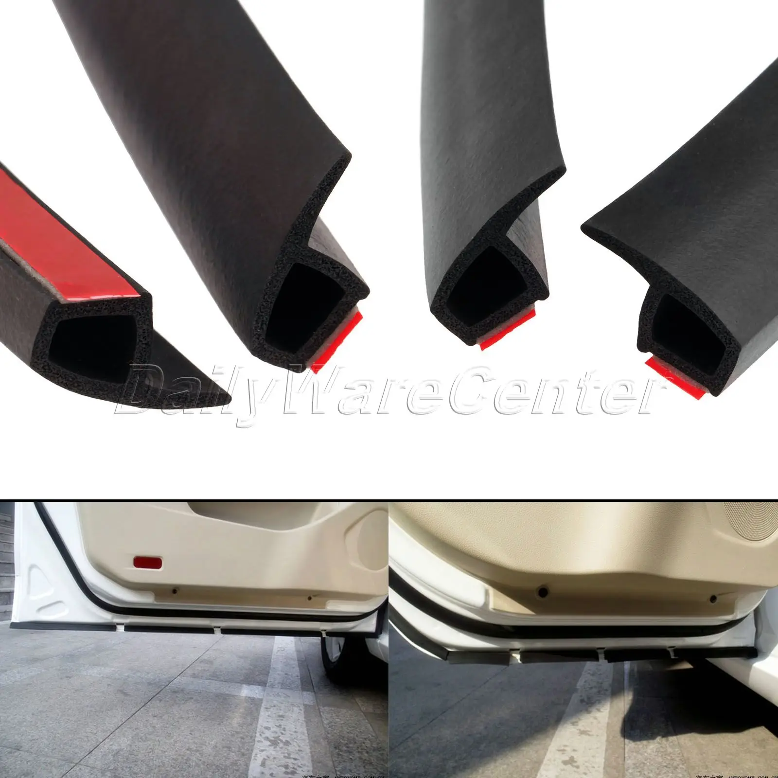 4 Meter P Type Car Door Seal Strips Rubber Soundproof Noise Insulation Sealing Strip Weatherstrip Edge Trim Waterproof Adhesive