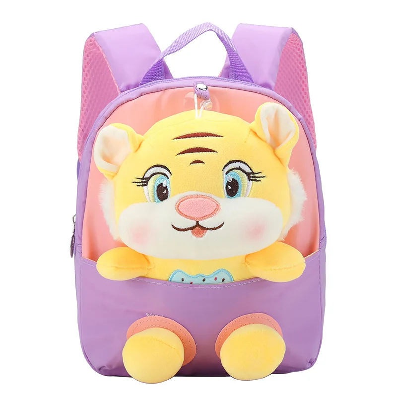 Nova pelúcia bonito tigre criança menina mochila dos desenhos animados crianças mochila no jardim de infância adorável mochila infantil