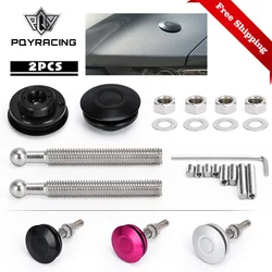 Free Shipping Sport Universal Push Button Billet Hood Pins Lock Clip Kit Car Quick Latch New For FORD Mustang 4.6L V8 96-04 HP31