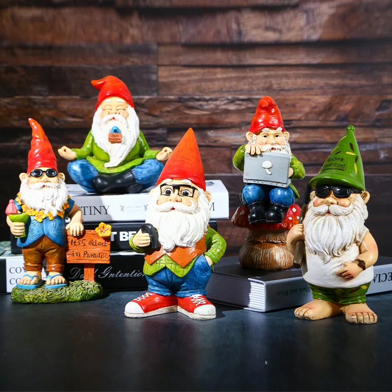 Cute Resin Garden Gnome Statue Zen Naughty Funny Dwarfs Store Lawn Ornaments For Home Office Desk Indoor Outdoor Decor Ornament