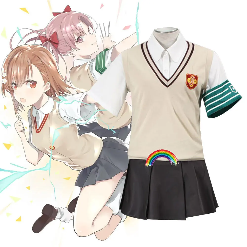 Anime Toaru Kagaku no Railgun Shirai Kuroko Misaka Mikoto Cosplay Costume Girl's School Uniform Fancy Party Halloween Costume