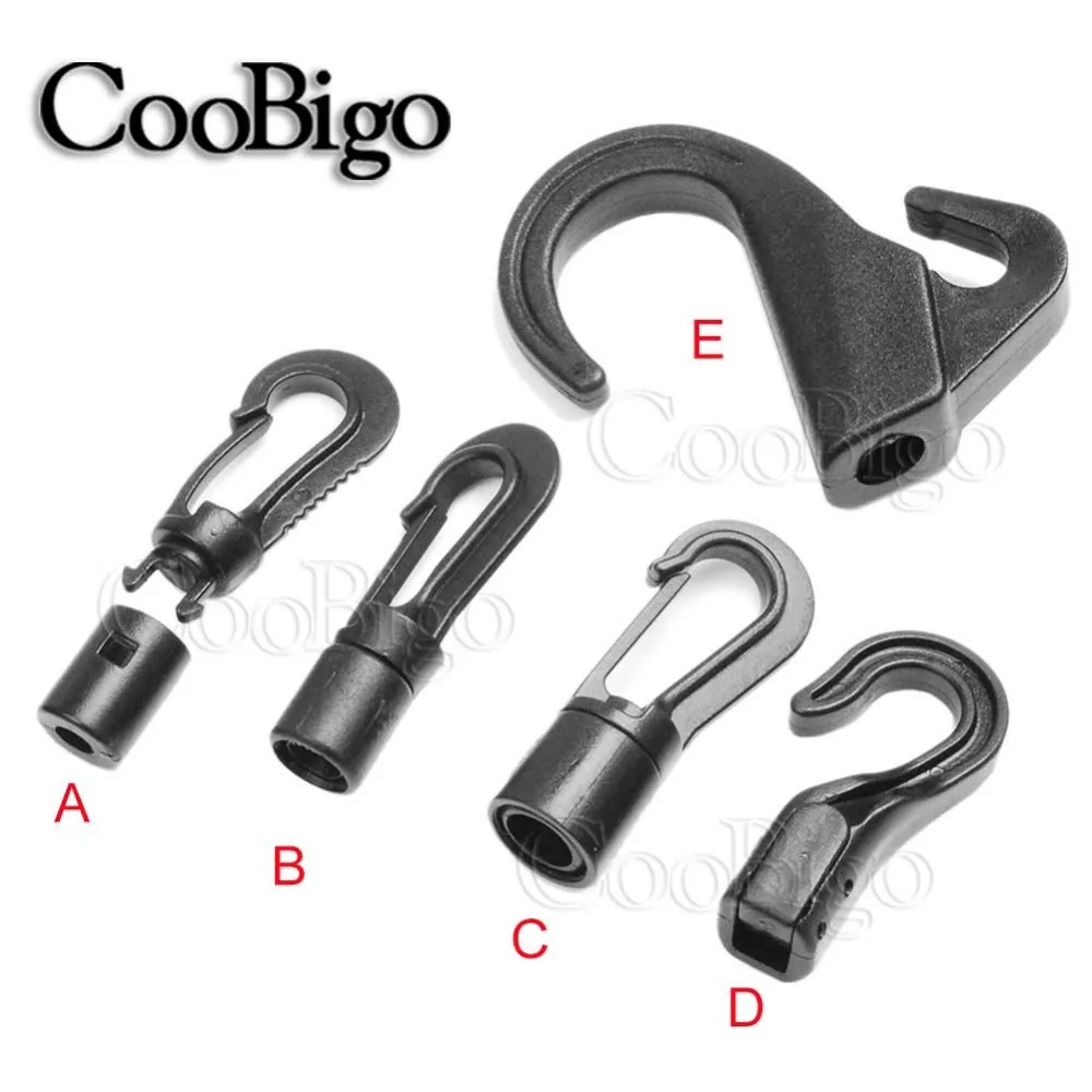 5pcs Plastic Snap Hook Buckle Bungee Shock Tie Cord Ends Lock For Outdoor Camp Clothesline Elastic Rope Hook Accessories