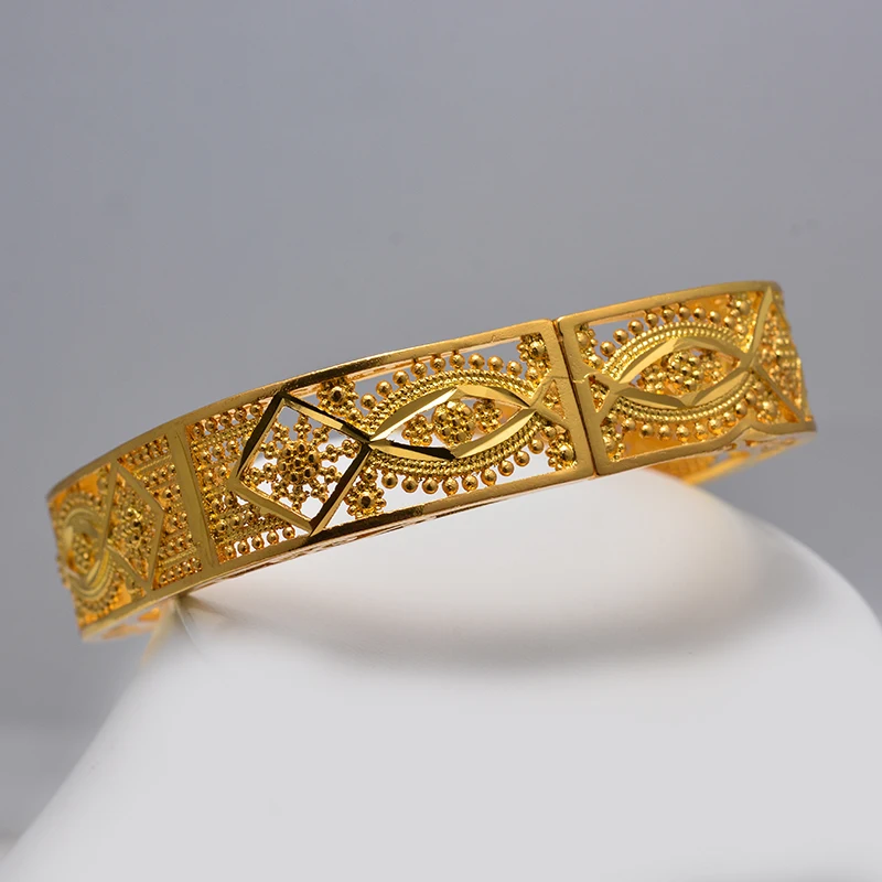 Dubai Israel Kuwait Bracelet Bangles for Women/Men Gold Color & Copper Ethiopian Jewelry African Bangle Arab Wedding Gifts