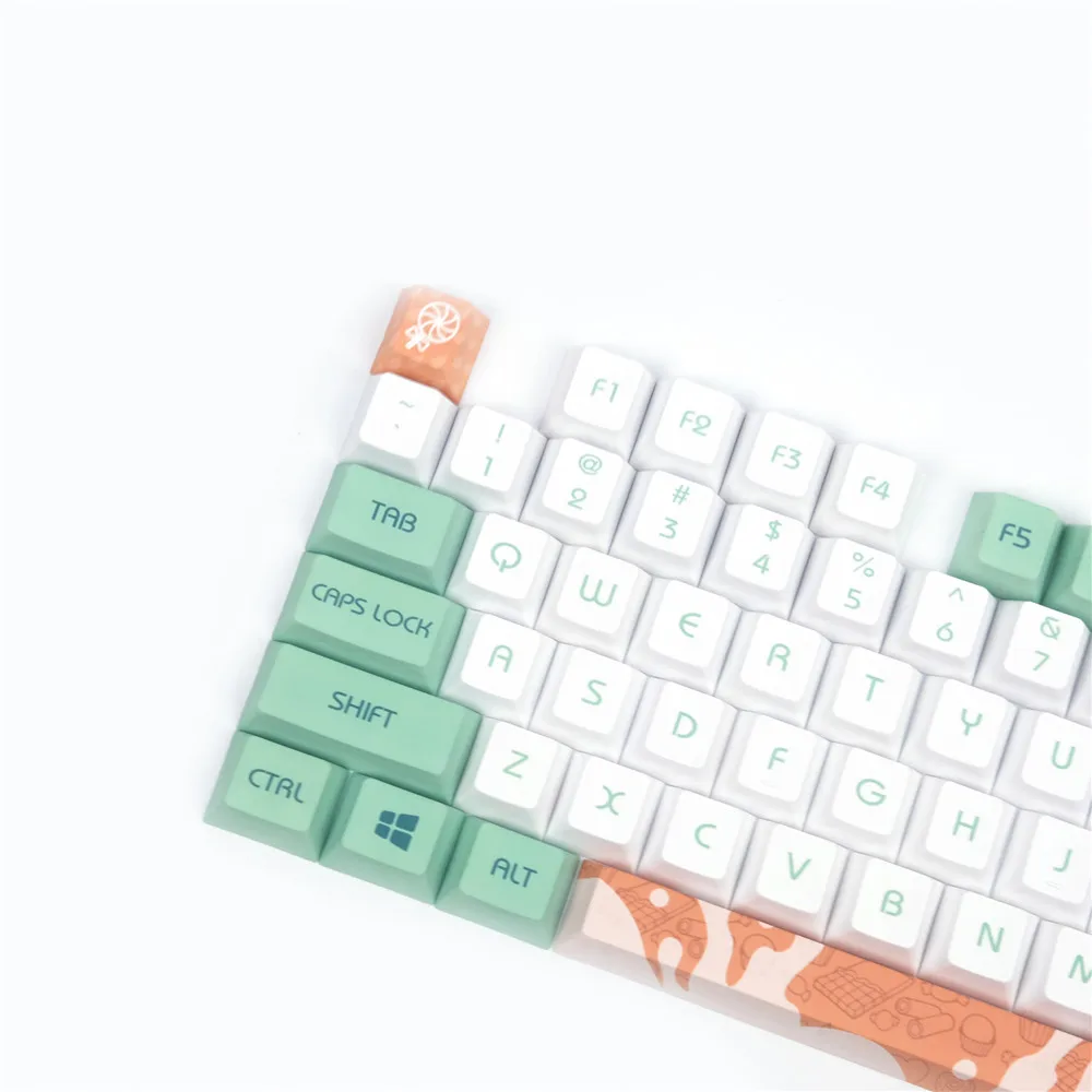 Teclas originales Mint Toffee, teclas de teclado mecánico PBT, tapa de tecla, tinte de perfil de cereza, sublimación personalizada