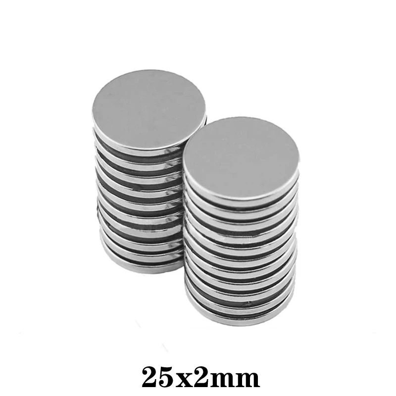 5/10/20/30/50/60pcs 25x2 Round Powerful Magnetic 25mmx2mm Sheet Neodymium Magnet 25x2mm Permanent NdFeB Strong Magnets 25*2