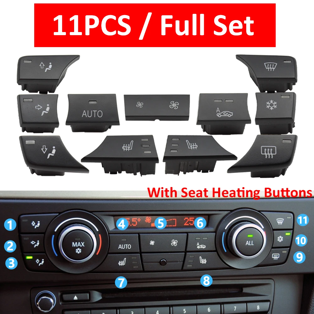 Panneau de commande de climatisation de chauffage ca de voiture, couvercle de bouton de vitesse de ventilateur de remplacement pour BMW série 1 3 E81 E87 E88 E90 E91 E92 E93 X1 E84  34